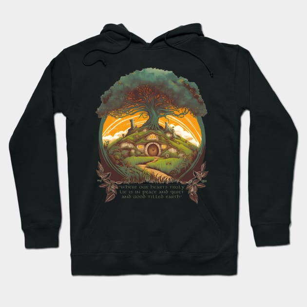 Round Doors under a Tree - Fantasy Hoodie by Fenay-Designs